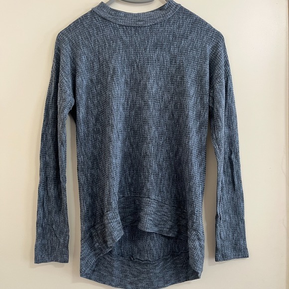 Paper Crane Tops - Paper Crane Womens Ribbed Knit Top Small High Low Hem Heathered Blue Cozy Casual